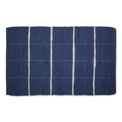 Design Imports Modern Farmhouse Check Chindi - French Blue & Cream - 26 X 40 In