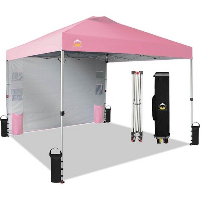 CROWN SHADES 10x10 Canopy Tent  Pop Up Canopy Outdoor Shade with Pockets Sidewall, One Person Set Up Center Lock