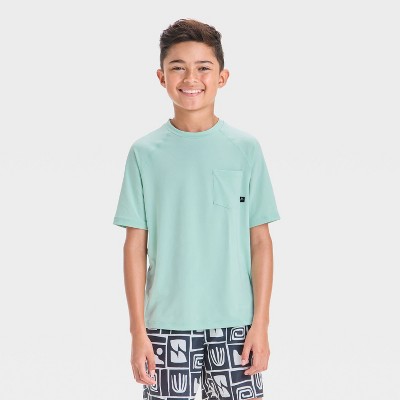 Boys' Short Sleeve Solid Ocean Spray Rash Guard Top - art class™ Green L