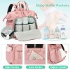 Itopfox Convertible Diaper Bag Tote with 14 Pockets, Water-resistant Nylon, Stroller Buckle, Wide Open Top (Pink, Large) - 3 of 4