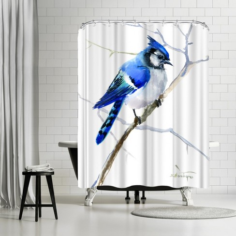 Shower Curtain Blue Jay Bird