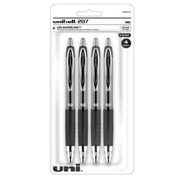 uni-ball 207 Signo RT Retractable Gel Pens Medium Point Black Ink 4 Pack (33960) 33960PP