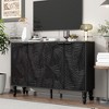 LIVAREEmlen 47.2'' Modern TV Stand with 2 Spacious Storage Space, Solid Wood Legs and Anti-tip Device For Living room, Up to 43'' - 2 of 4