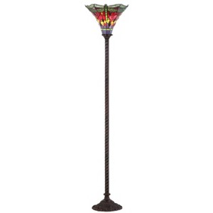 71" Dragonfly Tiffany Style Torchiere Floor Lamp (Includes Energy Efficient Light Bulb) - JONATHAN Y - 1 of 4