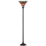 71" Dragonfly Tiffany Style Torchiere Floor Lamp (Includes Energy Efficient Light Bulb) - JONATHAN Y