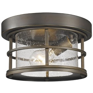 Classic Craftsman Style Black Aluminum Outdoor Flush Mount Light - Dimmable, 1 Bulb, 100W - 1 of 1