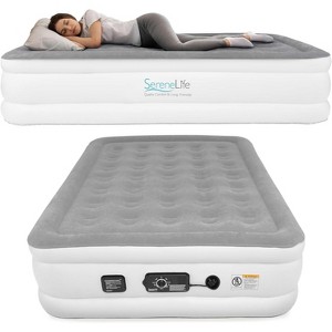 SereneLife 18" Full Premium Raised Airbed - Inflatable Mattress with Built-in AC Pump, Repair Patch & Storage Bag - 1 of 4