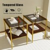 Ridstar Set of 2 Modern Rectangle End Table with Tempered Glass Tabletop For Living Room-Gray - 3 of 4