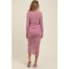 Pinkblush Pink Shimmer Mesh Long Sleeve Ruched Maternity Midi Dress - 3 of 3