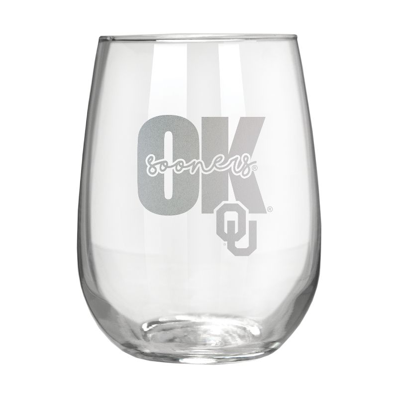 NCAA Oklahoma Sooners The Vino Stemless 17oz Wine Glass - Clear, 1 of 2
