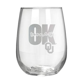NCAA Oklahoma Sooners The Vino Stemless 17oz Wine Glass - Clear