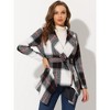 Allegra K Women's Shawl Collar Asymmetric Hem Thin Belted Plaids Wrap Coat - 2 of 4