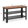 3-Tier Shoe Rack，Industrial Shoe Bench with Storage Shelves for LivingRoom Brown - 2 of 4
