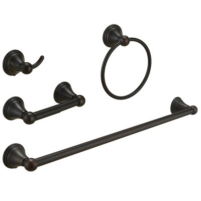 BWE 5-Piece Bath Hardware Set with 2-Towel Bars/Racks, Towel/Robe Hook, Toilet Paper Holder