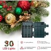 16" Prelit Christmas Wreath for Front Door, Artificial Xmas Wreath with Red Green Gold Ball Ornaments, for Indoor Outside Fireplace Window Decor - 3 of 4