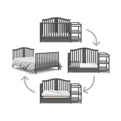 White 4-in-1 Convertible Crib with Changer and Drawer