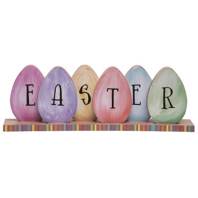 Transpac Wood 17" Multi Easter Reversible Egg Sign