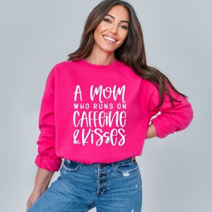 Simply Sage Market A Mom Who Runs On Caffeine And Kisses Sweatshirt - 1 of 4