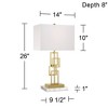 360 Lighting Gale Modern Mid Century Table Lamps Set of 2 with White Marble Risers 26" High Brushed Gold Grid White Shade for Bedroom Living Room Home - 4 of 4
