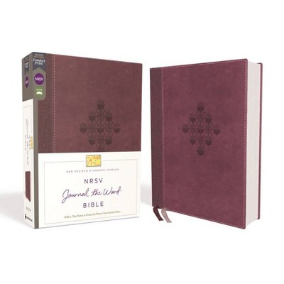 Nrsv, Journal the Word Bible, Leathersoft, Burgundy, Comfort Print - by  Zondervan (Leather Bound)