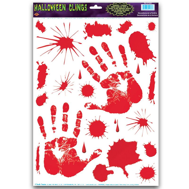 Beistle 12" x 17" Bloody Handprint Clings 154/Pack 01035, 1 of 2
