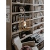 Winfall 60W Metal with Birch Wood Bottom Trim Square Pendant with Burlap Roped Shade - 4 of 4