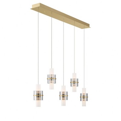 Brushed Gold and Smoked Glass 10-Light LED Pendant