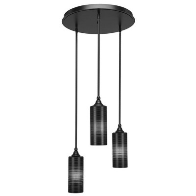 Toltec Lighting Empire 3 - Light Pendant in  Matte Black with 4" Black Matrix Shade