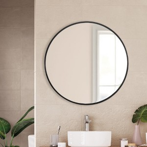 Spassway 28"H x 28"W Round Versatile Decorative Aluminum Alloy Mirror Art Designs for Living Room Bedroom Entryway Office Home Black/Gold Available - 1 of 4