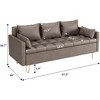 Modern 63.8" 3-Seater Sofa Couch in Light Brown Leather with Gold Metal Legs, Lift-Up Storage Compartment, Soft Foam Cushions & 2 Pillows - 2 of 4