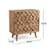 SKRAN Mid-Century Modern Mango Wood 3 Drawer Chest, 3D Tile Weave Design, Drawer with Splayed Legs and wood Frame for Living Room, Bedroom- Natural - 3 of 4