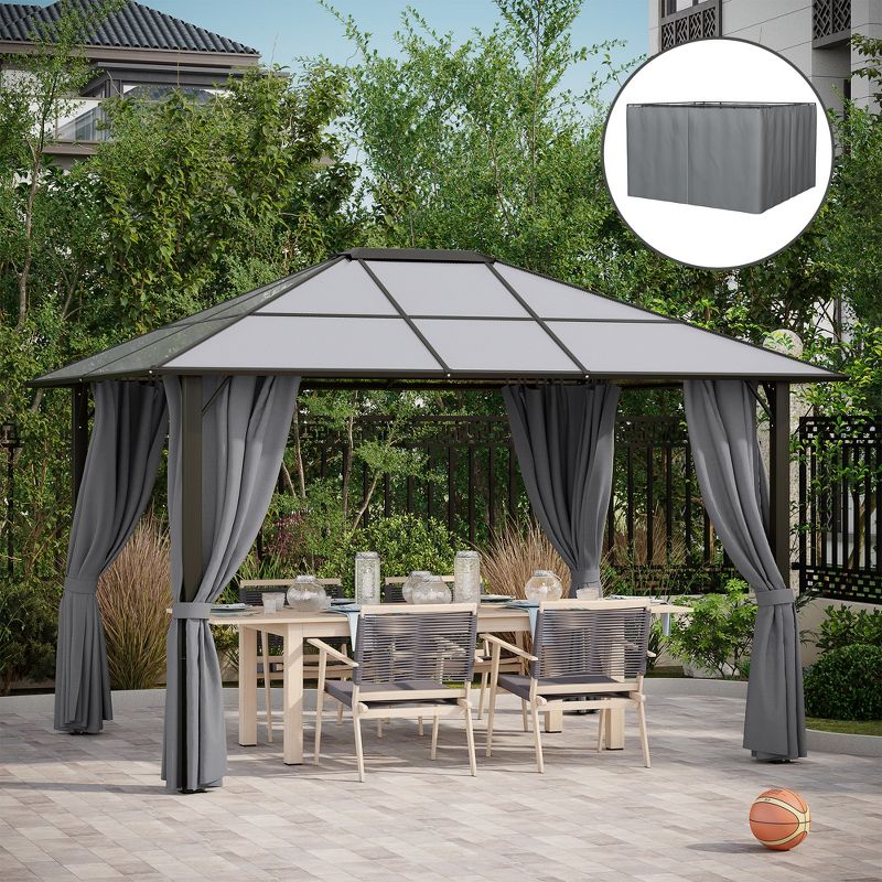 Outsunny Universal Gazebo Sidewall Set with 4 Panels, Hooks and C-Rings Included for Pergolas & Cabanas, 2 of 9