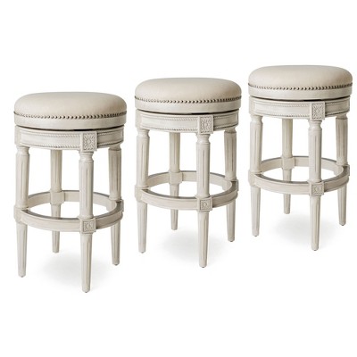 Maven Lane Pullman Backless Upholstered Kitchen Stool with Fabric Cushion Seat, Set of 3