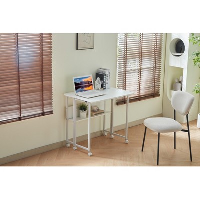 VYNXARIA Folding Desk Small Foldable Desk for Small Space, 31.5 Inches Writing Computer Desk in Study,80*58,white