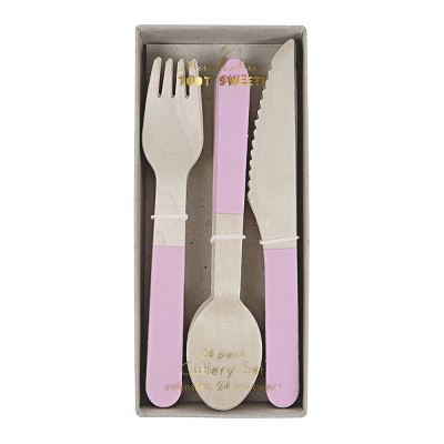 Meri Meri Pink Wooden Cutlery Set (Pack of 24)