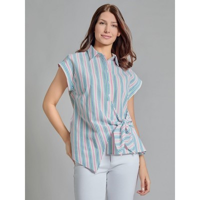 Jones New York Button-Front Side Tie Blouse