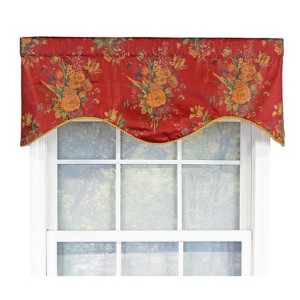 RLF Home Eliza Excellent Deep Color Background Cornice Stylish Window Valance 3" Rod Pocket 50" x 17" Red Wine - 1 of 3