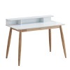 INFURNIC Desks Mid Century Modern Wood Writing Desk with Hutch and Open Pigeonholes for Storage, White, 43"*23.6"*34.4" - 2 of 4