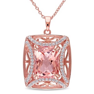 EVERLY JEWELRY | Rose Plated Sterling Silver 10.08 CT TGW Cubic Zirconia and Simulated Morganite Fashion Pendant With Chain, 18-inch - 1 of 4