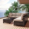 7-Piece Outdoor Patio Furniture Set, All-Weather Wicker Sectional Sofa with Cushions & Coffee Table, Rattan Set for Garden, Porch, Balcony - 3 of 4
