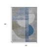 Denim Blue And Ivory Geometric Washable Indoor Outdoor Area Rug - 3 of 4
