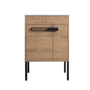 Freestanding Bathroom Vanity with Ceramic Sink, Dual-Purpose Wall-Mounted/Floor-Standing Design, Adjustable Shelf - 1 of 4