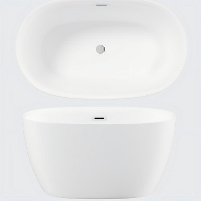 Vynxaria Series 47 in. x 28 in. Freestanding Soaking Bathtub with Pop Up Drain in White