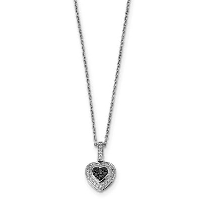 Black Bow Jewelry 1/4 Ctw Black & White Diamond 11mm Heart Necklace in Sterling Silver