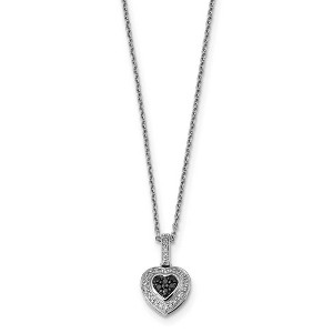 Black Bow Jewelry 1/4 Ctw Black & White Diamond 11mm Heart Necklace in Sterling Silver - 1 of 4