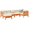 vidaXL 6 Piece Patio Sofa Set with Cushions Wax Brown Solid Wood Pine - Wax Brown - 2 of 4