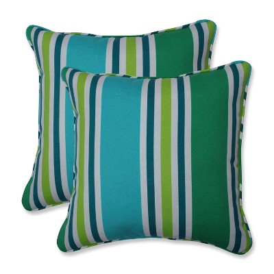 16.5" 2pk Aruba Stripe Throw Pillows Blue - Pillow Perfect