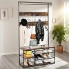 Hall Tree with Shoe Bench and Hanging Rod, 3 in 1 Coat Rack with Storage Shelves and Removable Hooks, Entryway Closet Organizer Rack Freestanding - 4 of 4