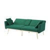 Futon Convertible Sofa,Velvet Upholstery,3 Adjustable Positions Split-Back,Tapered Metal Legs,2 Toss Pillows,Twin Size Futon Sofa Bed,Dark Green - 4 of 4