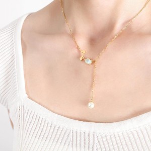Clotth 18K Gold–Plated White Seashell Pendant Necklace Collection – French-Inspired Titanium Steel Jewelry for Women - 1 of 4